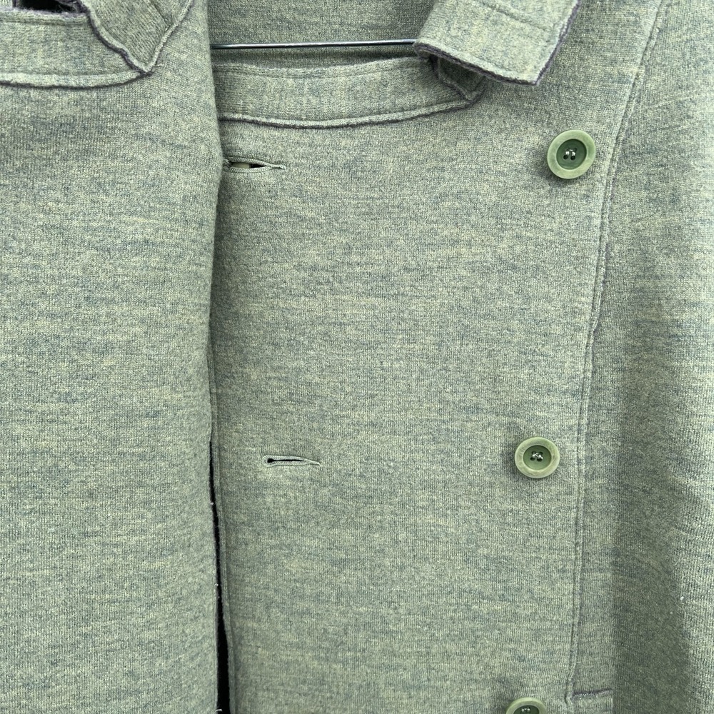 Eileen Fisher double breasted merino wool pea coat jacket lightweight green M - Picture 5 of 10